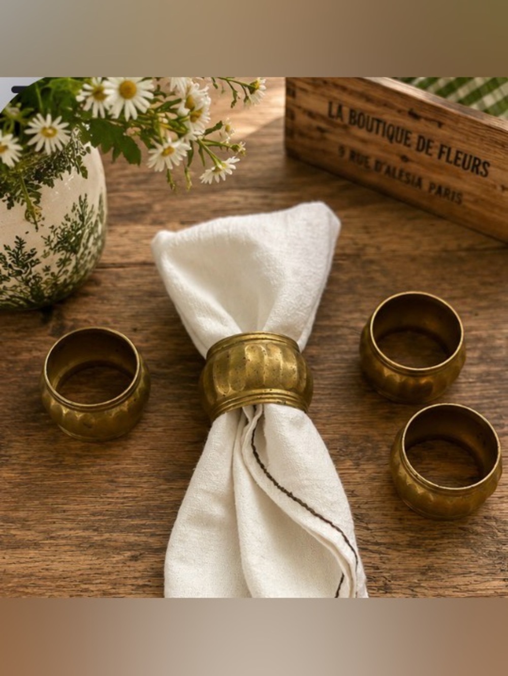 BRASS Napkin Rings Set of 4